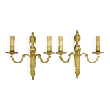 Pair of large sconces, ram's head, Louis XVI style, 19th century - gilded bronze