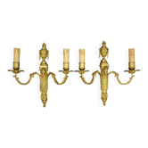 Paire d'appliques tête de bélier en bronze doré style Louis XVI, XIXe