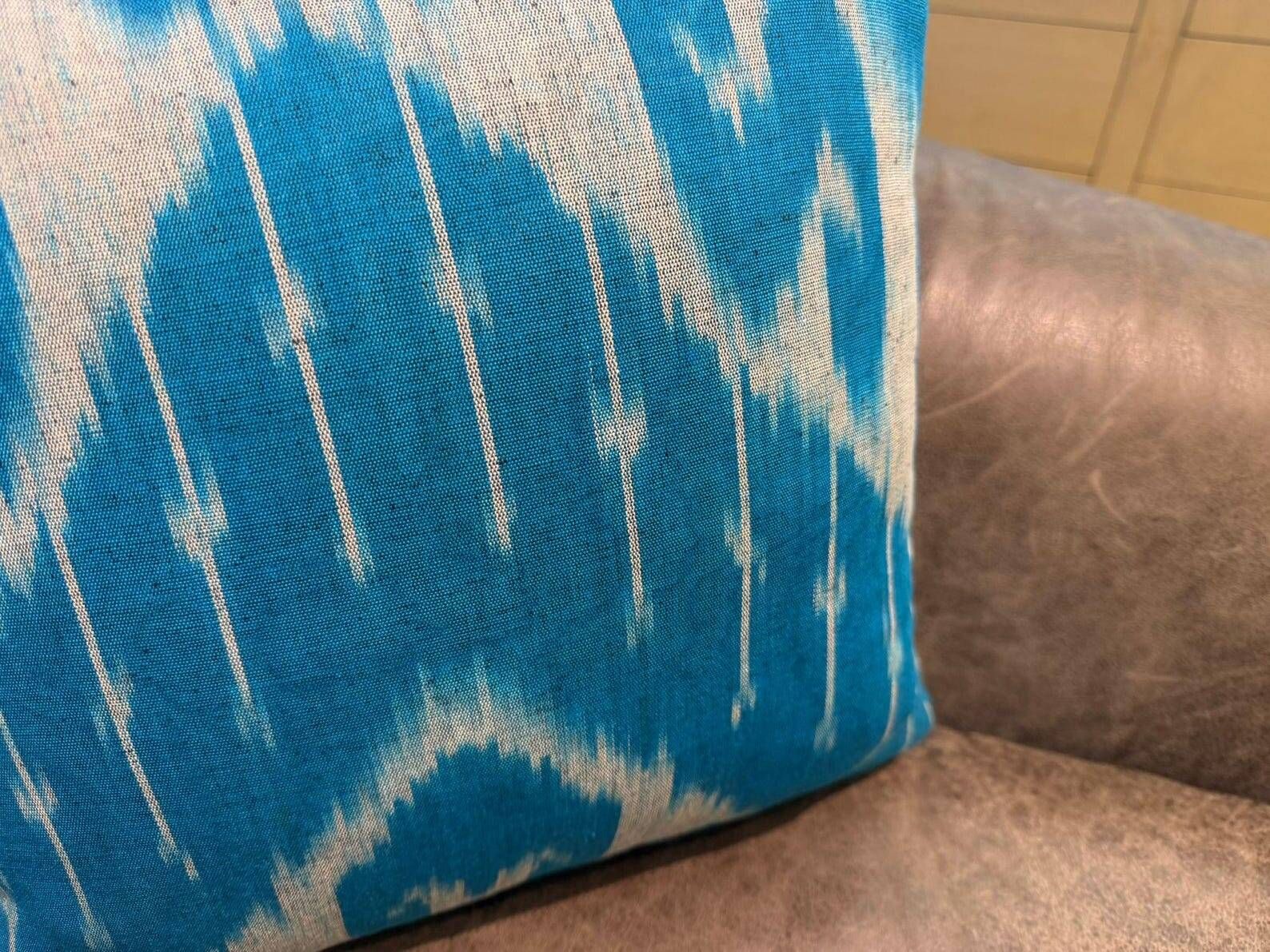 Vintage Uzbek Pillow, Boho Moroccan Decor, Handmade Silk Square Cushion