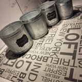 Set of 4 zinc cans without lids
