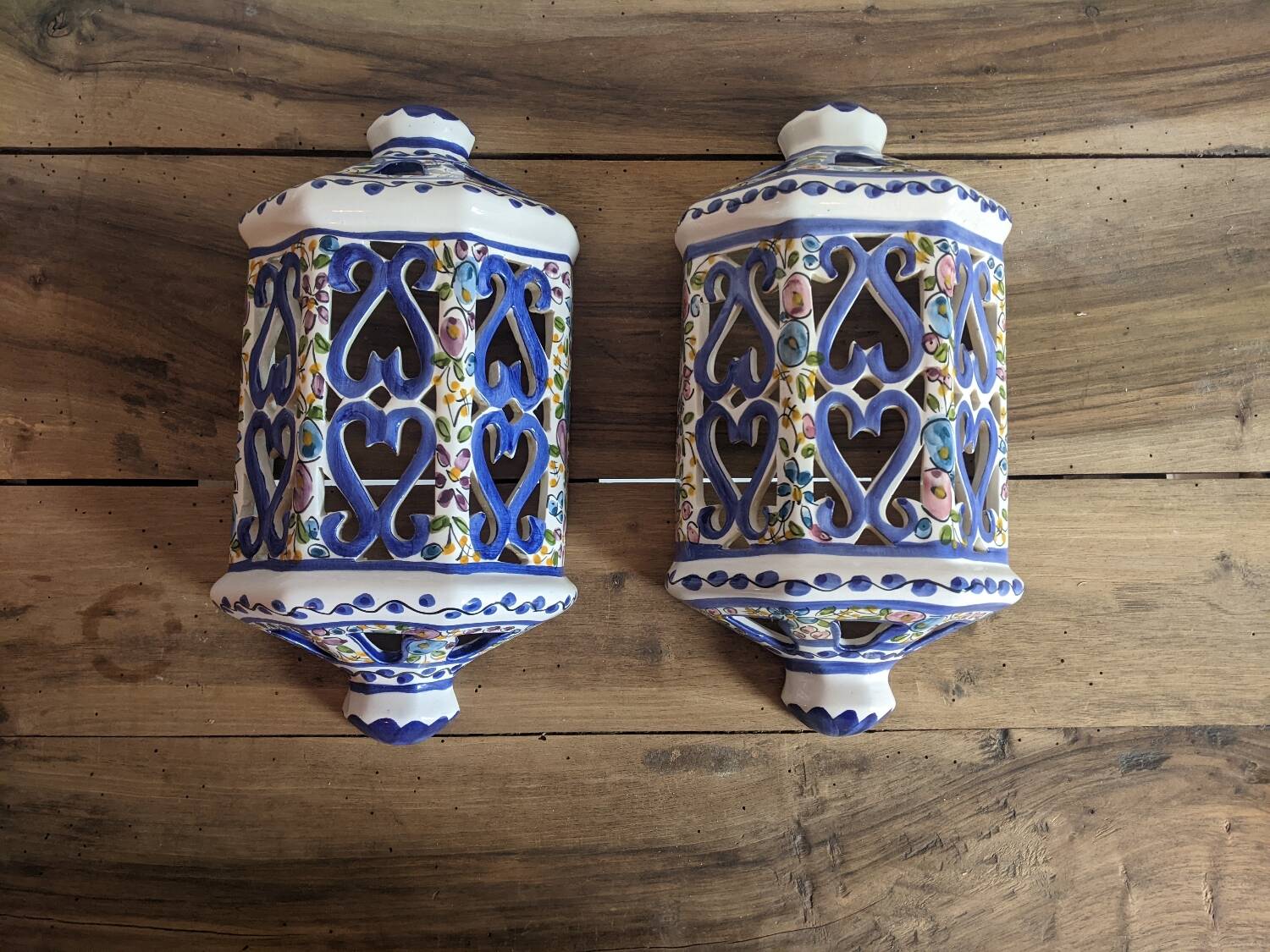 Pair of ceramic wall lights
