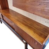 Vintage Teak Wooden Wall Cabinet/highboard With Bar, 1960s
