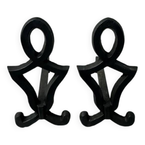 Paire de chenets en fonte