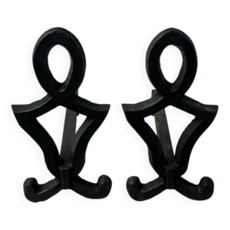 Pair of cast iron andirons
