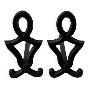 Pair of cast iron andirons