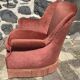Vintage pink velvet armchair with fringes