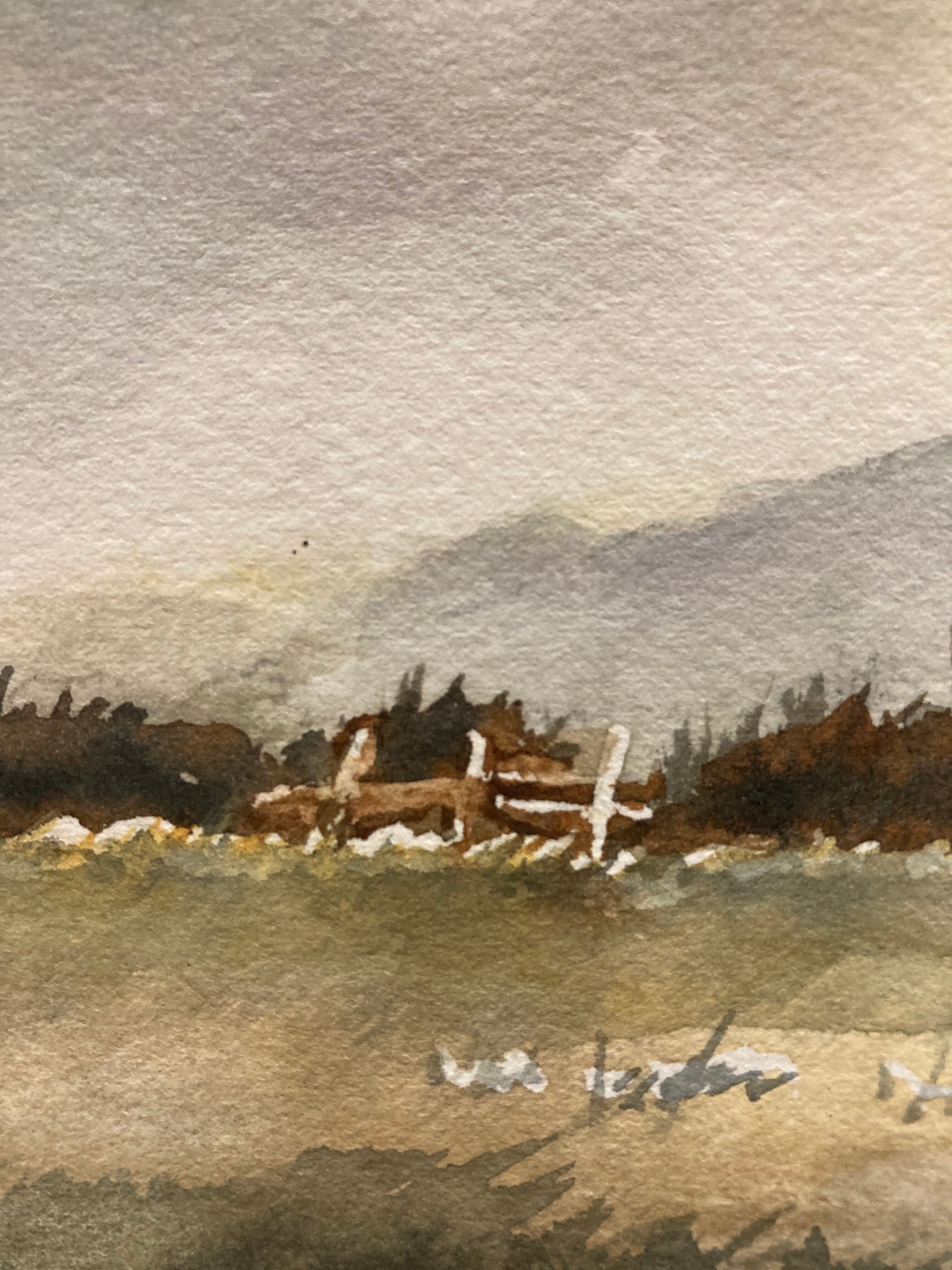 Watercolor winter landscape
