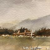 Watercolor winter landscape