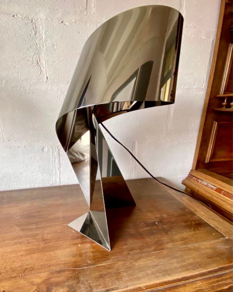 Ribbon salon lamp design Claire Norcross limited edition chrome brown