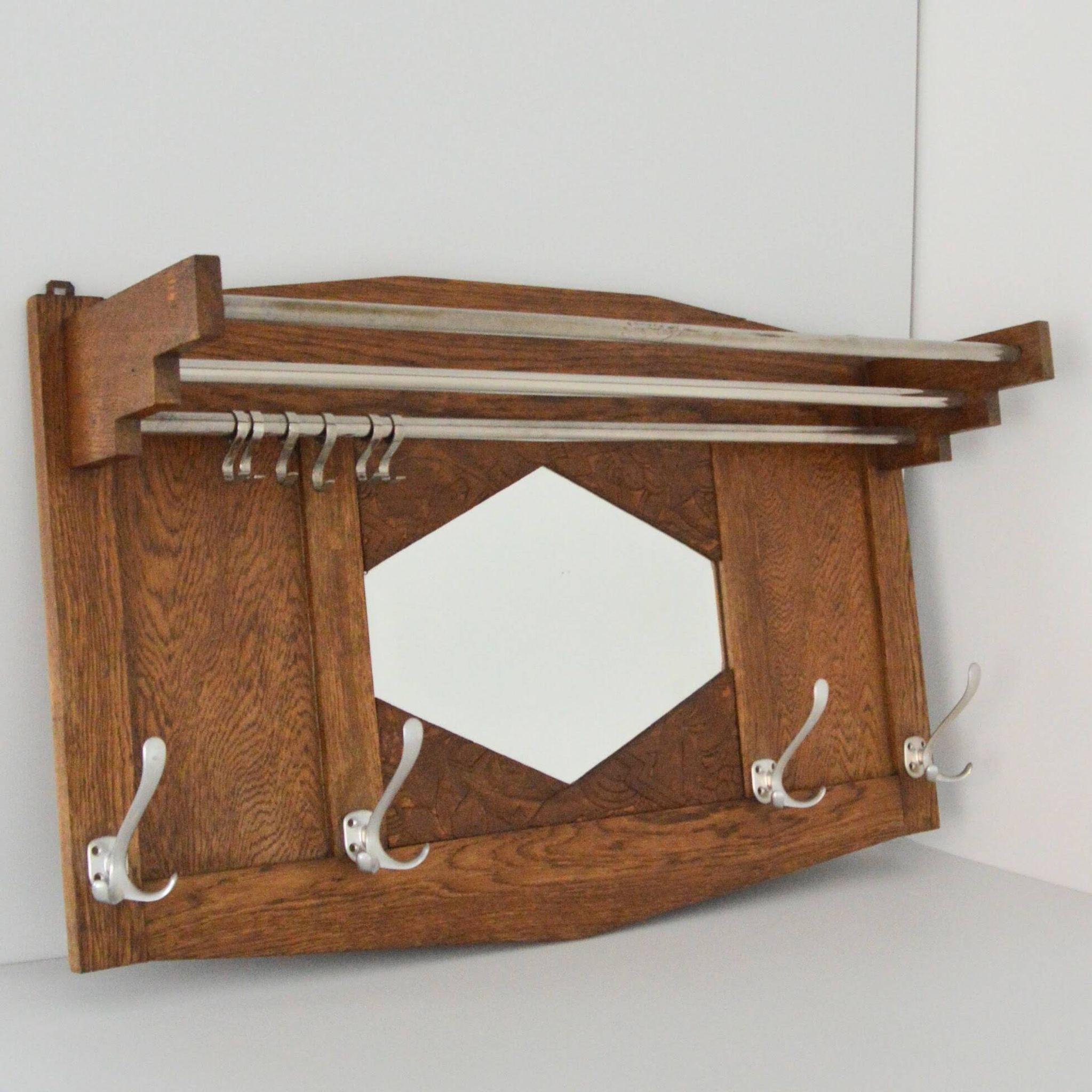 Large coat rack / Wall hat rack Art Deco 1920 vintage