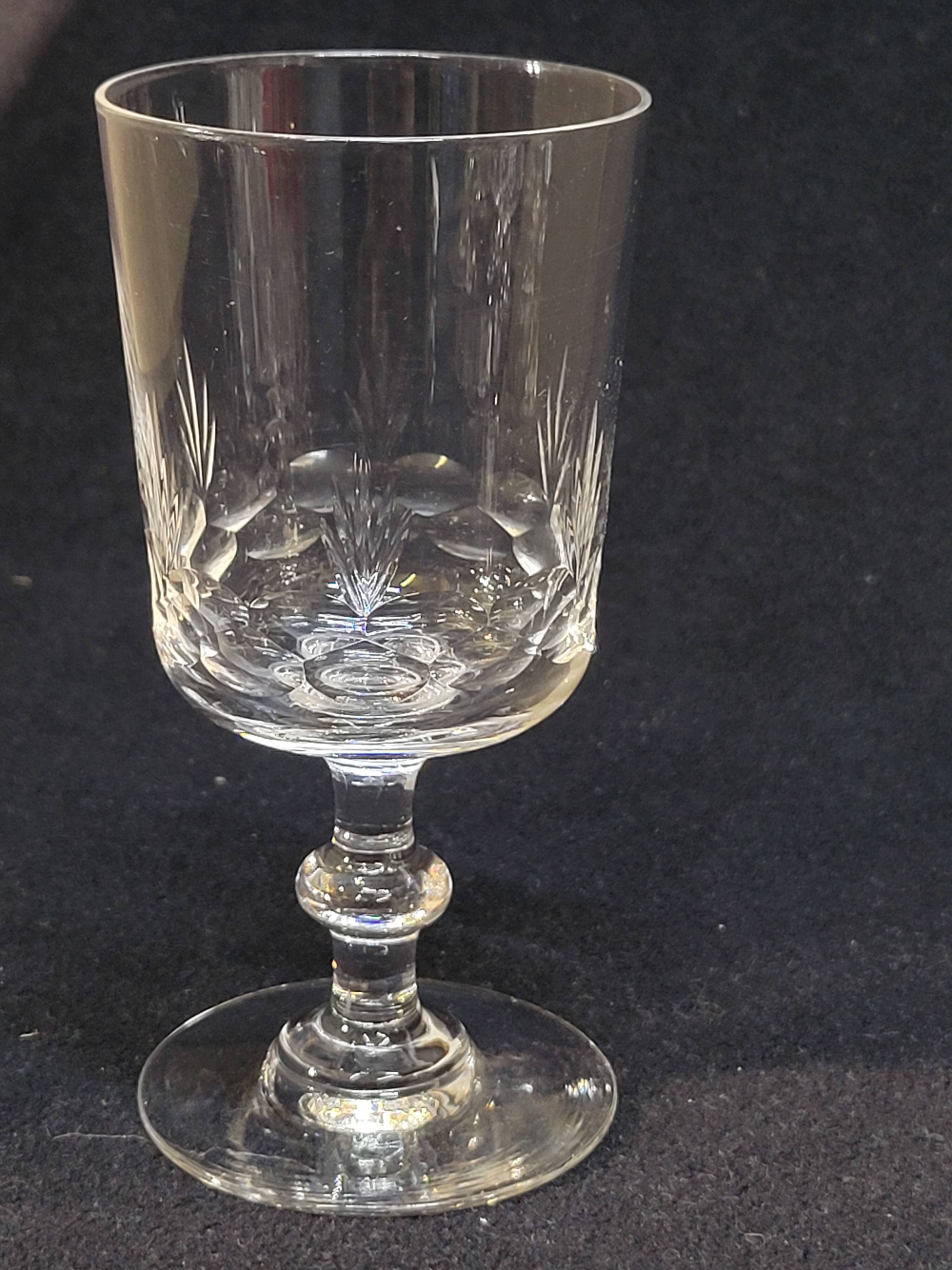8 antique baccarat crystal wine glasses cut engraved 10742