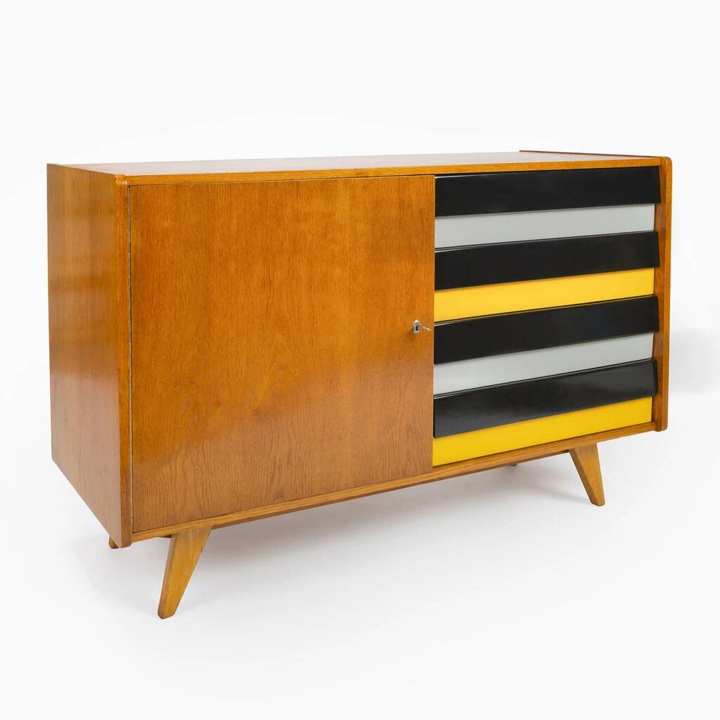 Original U-458 cabinet designed by Jiří Jiroutek in 1958 - Black & Yellow