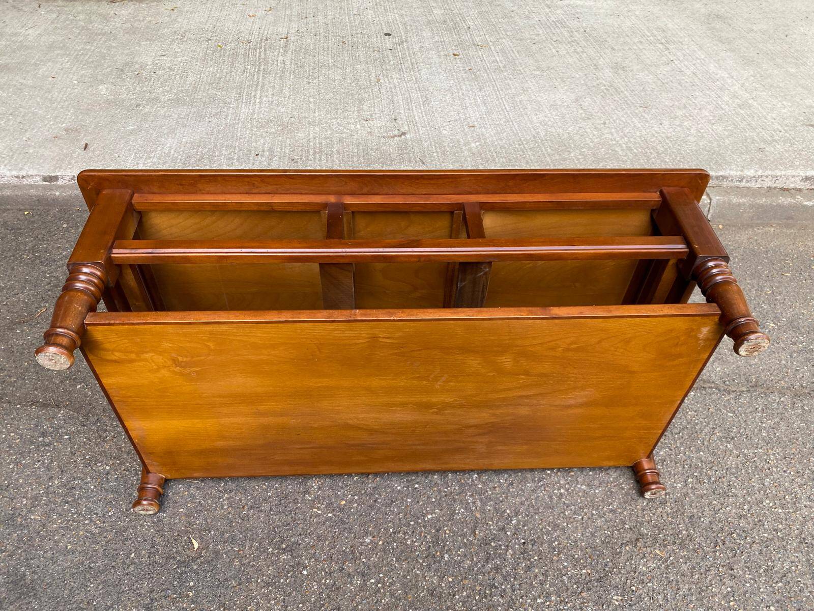 Solid cherry coffee table with 3 drawers in Louis Philippe style, 1980.