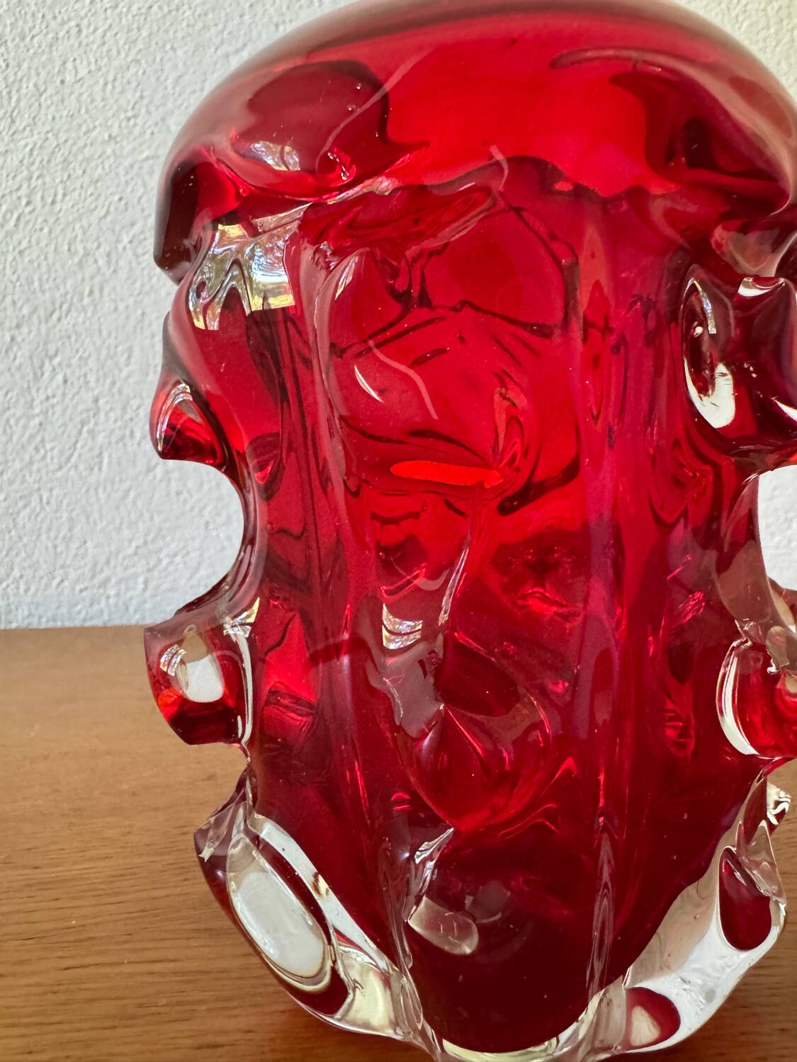 Red Murano glass vase from the 70s