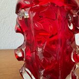 Red Murano glass vase from the 70s