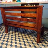 Banquette 1950 en pin à lattes