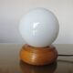Scandinavian lamp in wood and white opaline ball 70s