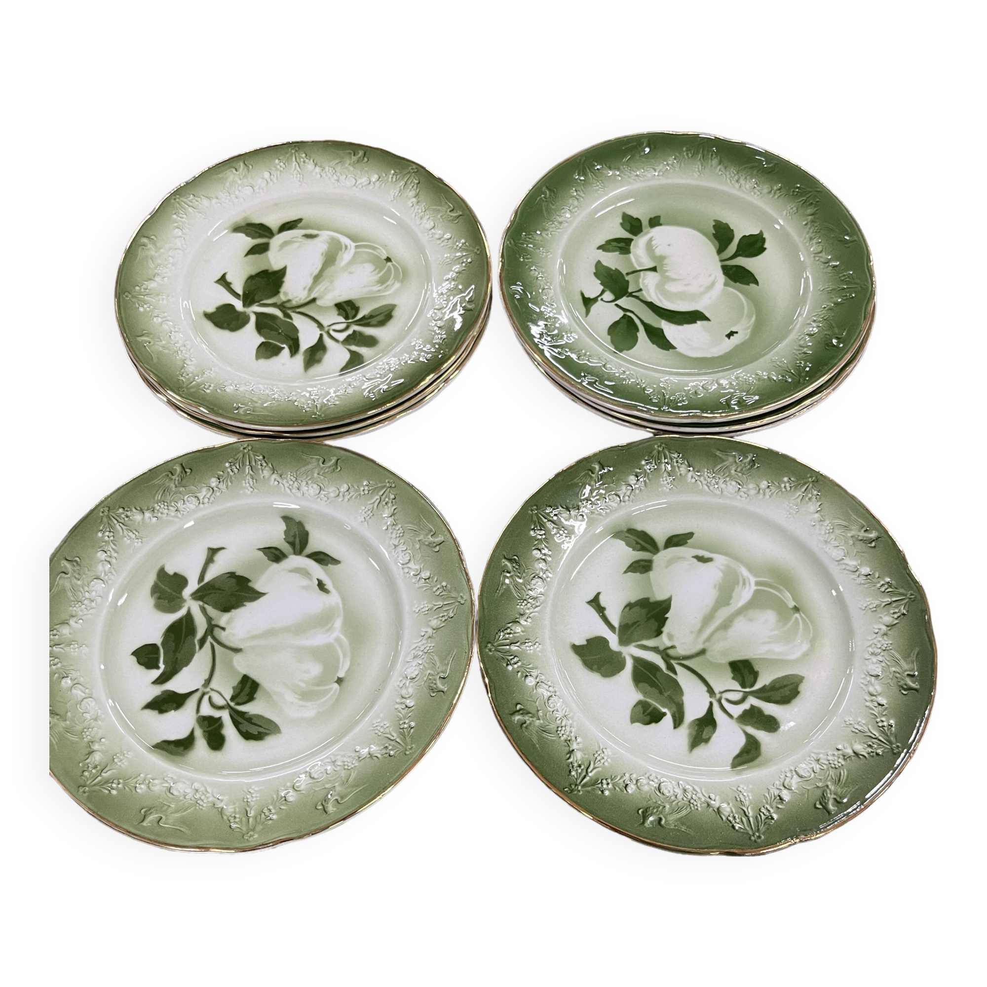 Antique K&G Lunéville France dessert plates