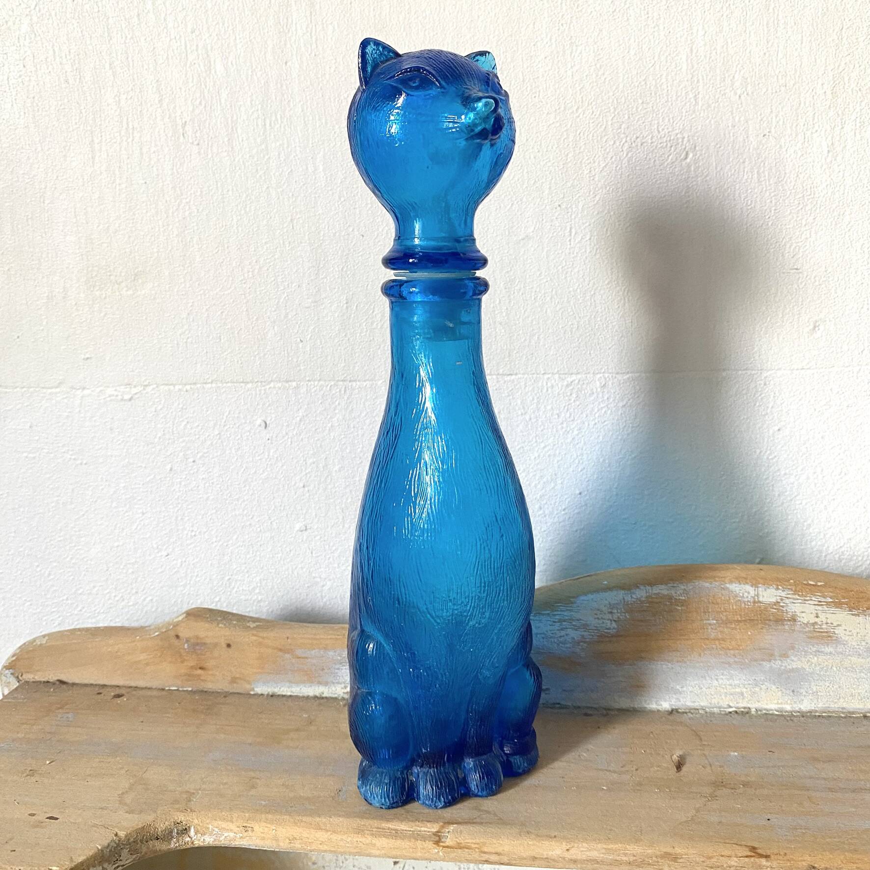Carafe empoli chat bleu années 60-70