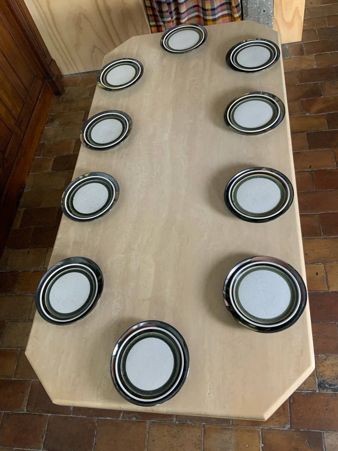 Travertine dining table