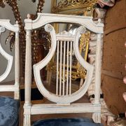 Set of 6 lyre chairs from the Napoleonic III period in painted wood in the Louis XVI style.