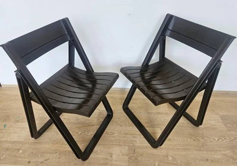 Pair of Rare Folding Chairs Dabaya, Allibert, France, 1970s