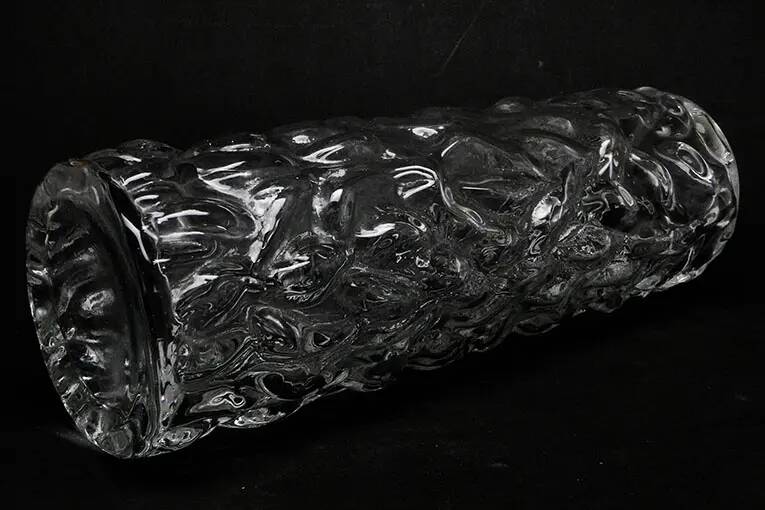 Pieniek vase, grey glass, Huta Hortensja, Poland, 1970s
