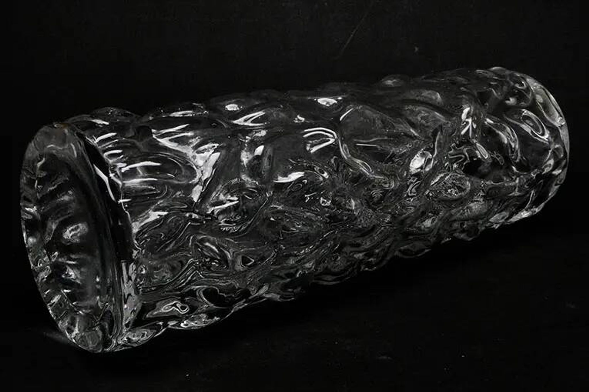 Pieniek vase, grey glass, Huta Hortensja, Poland, 1970s
