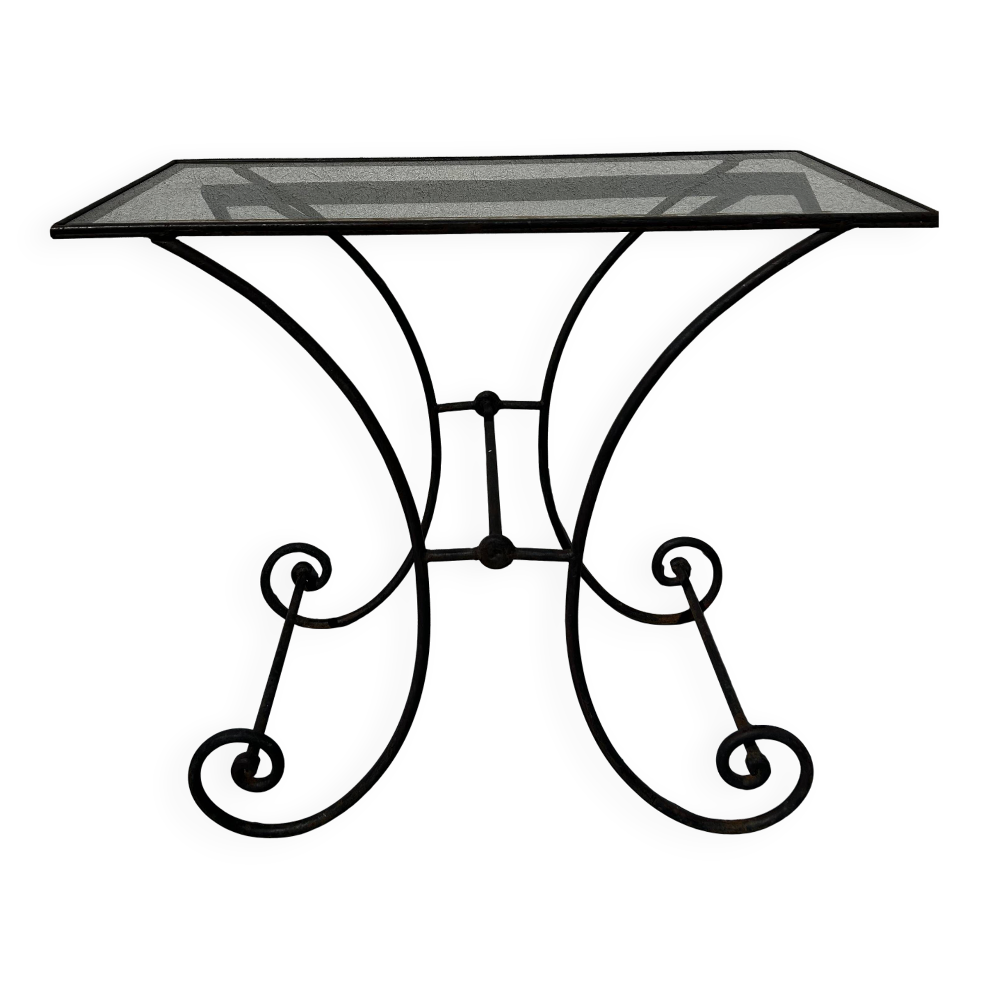 Console en fer forgé et verre