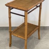 Table d'appoint, desserte en bambou et bois, vintage