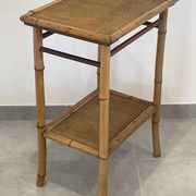 Table d'appoint, desserte en bambou et bois, vintage