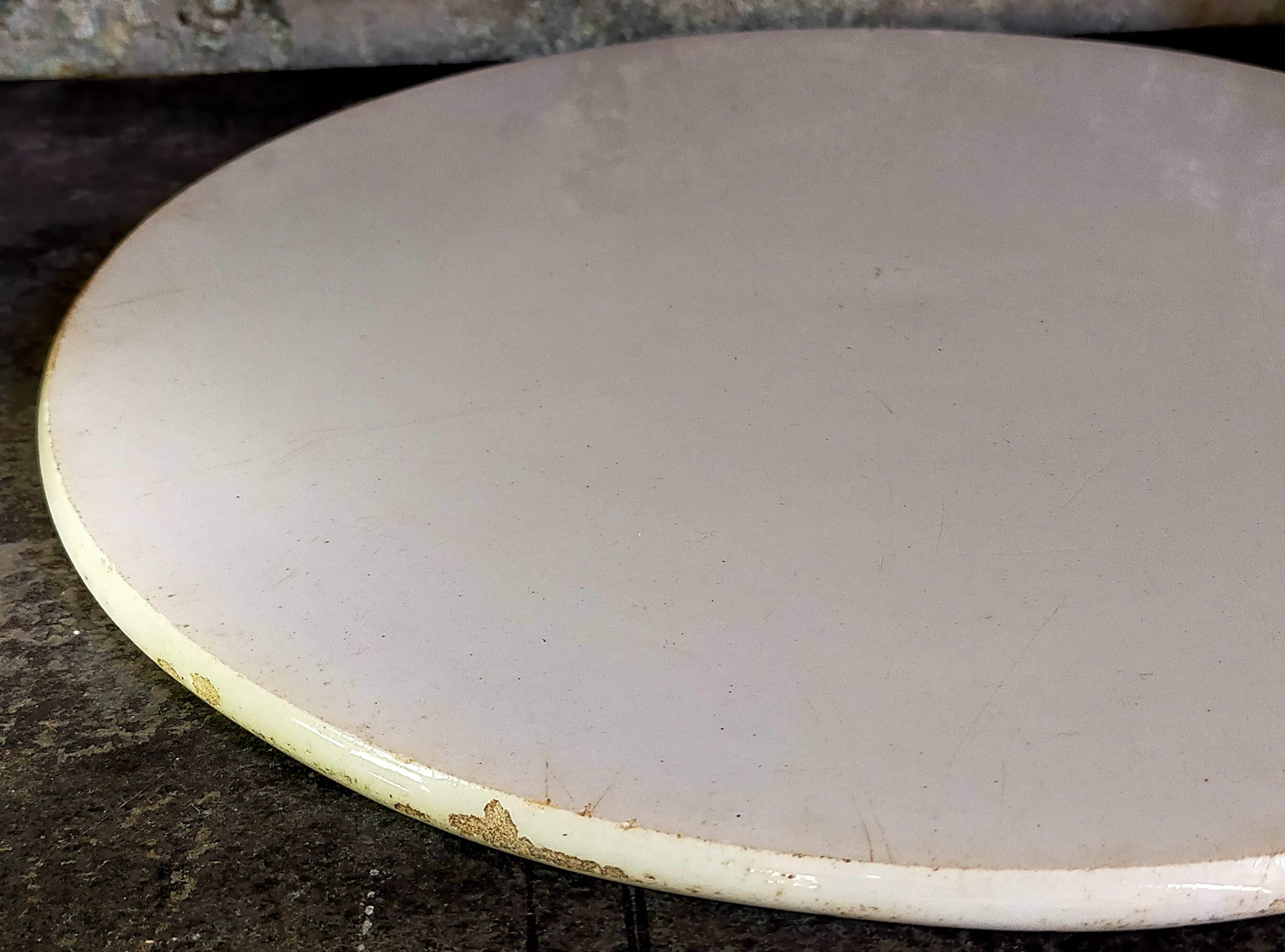 Set of seven covered pots and tray old white slurry nineteenth