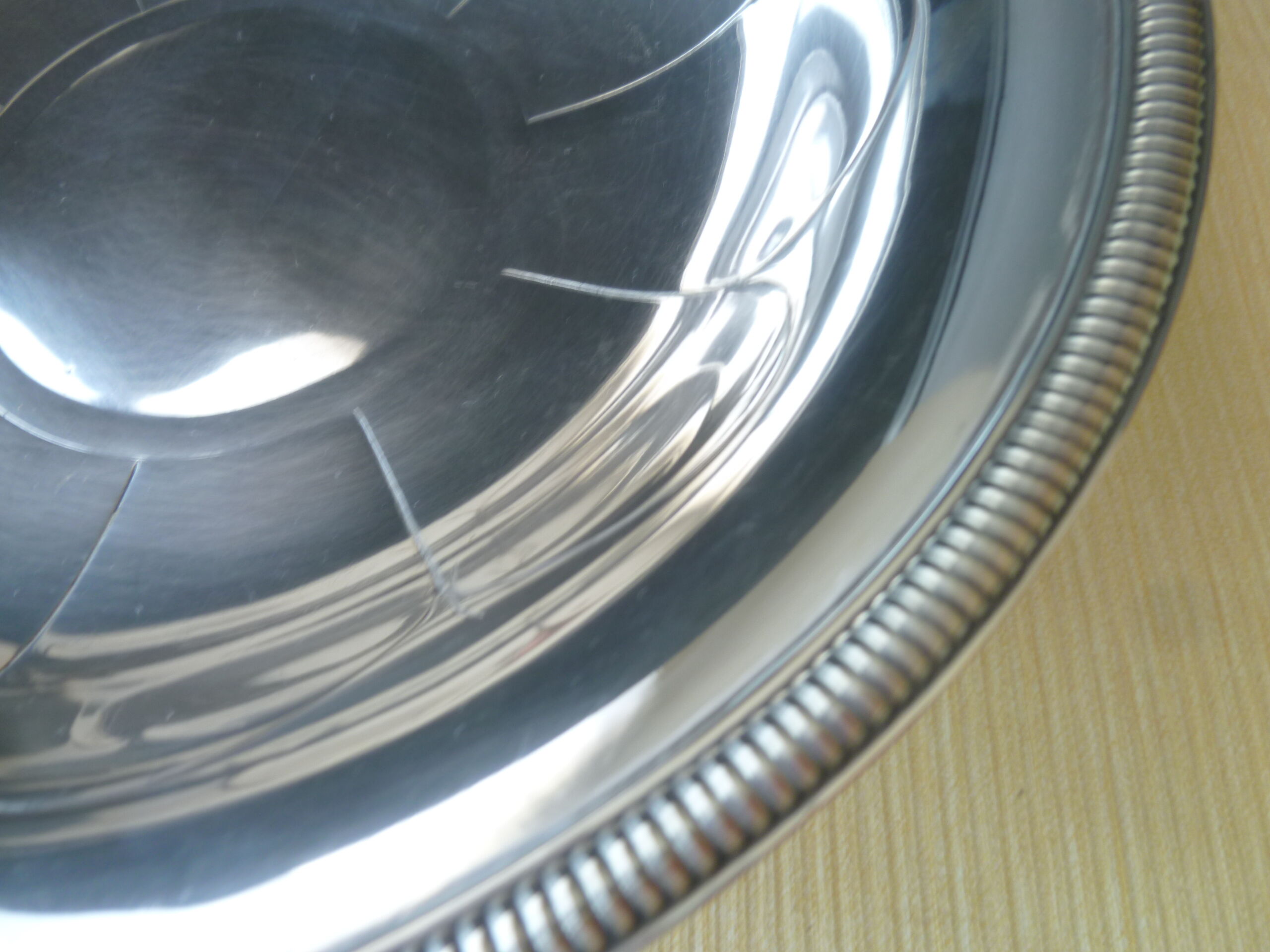 Fruit cup or centerpiece on silver metal shower pird Gadroon décor