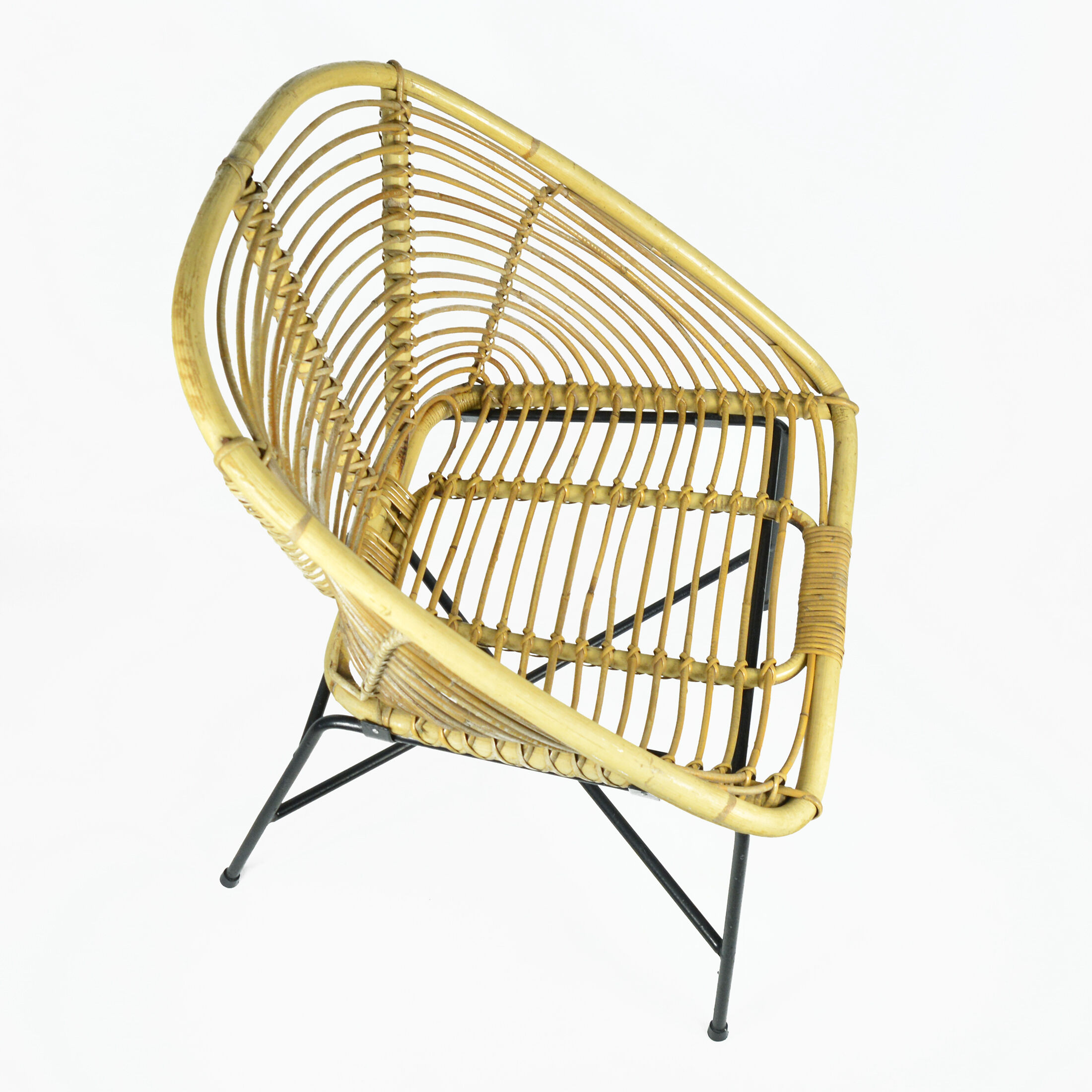 1960s Scandinavian modern rattan bucket armchair, Denmark