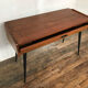 Bureau tricoteuse en teck vintage pieds compas fuseaux noir 1950 1960 style scandinave