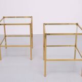 Pair Renato Zevi Brass square side tables 1970s Italy