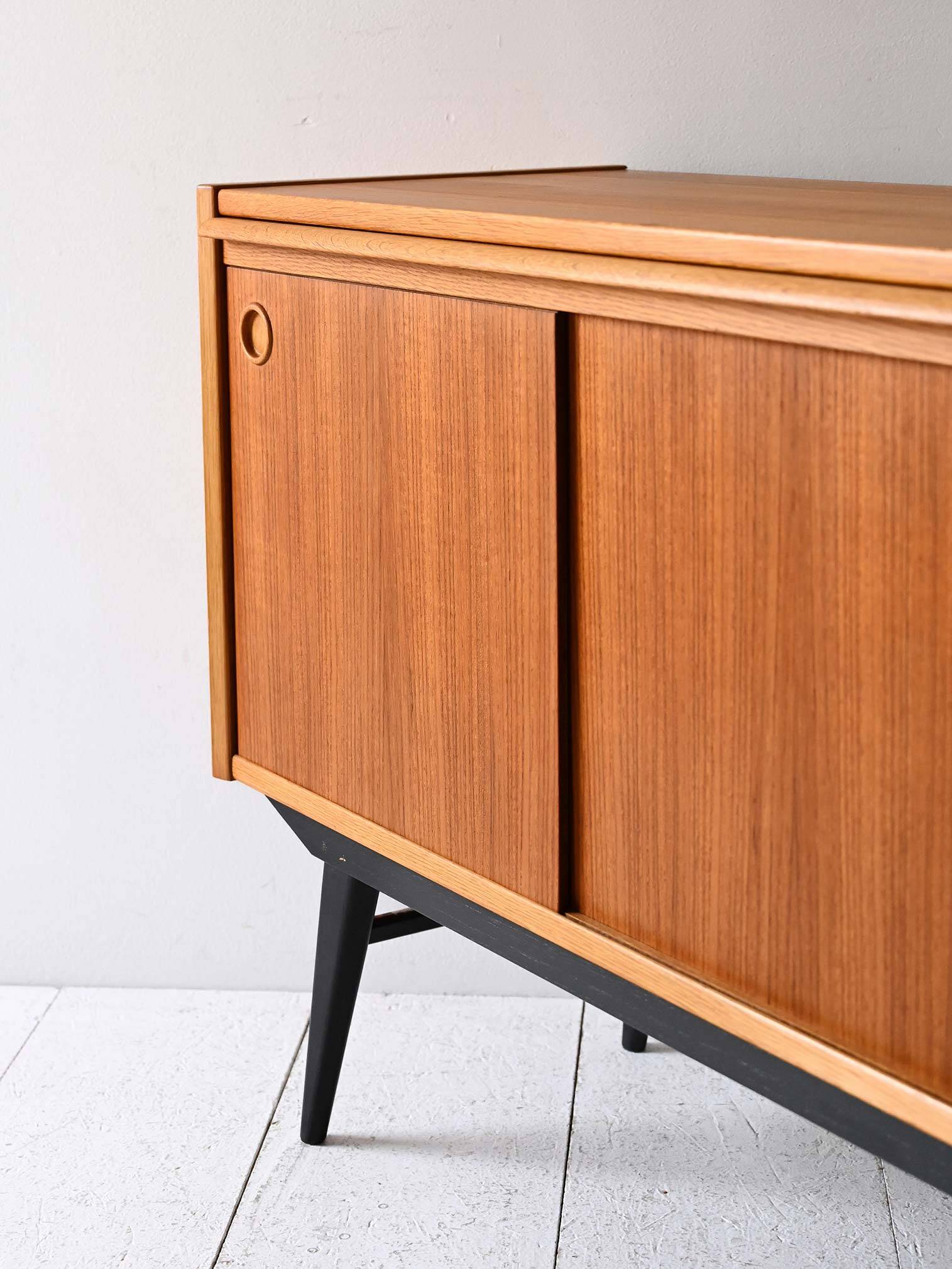 Scandinavian Teak Sideboard with Black Details