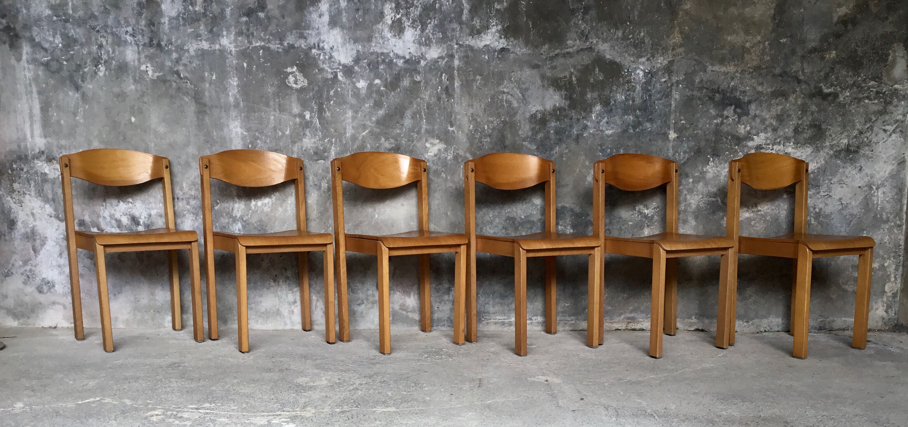 Set of 6 design chairs in glulam - 1970s