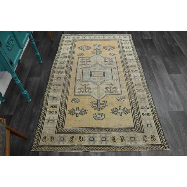 1970s Vintage Turkish Handmade Wool & Cotton Orange Area Rug 134x213