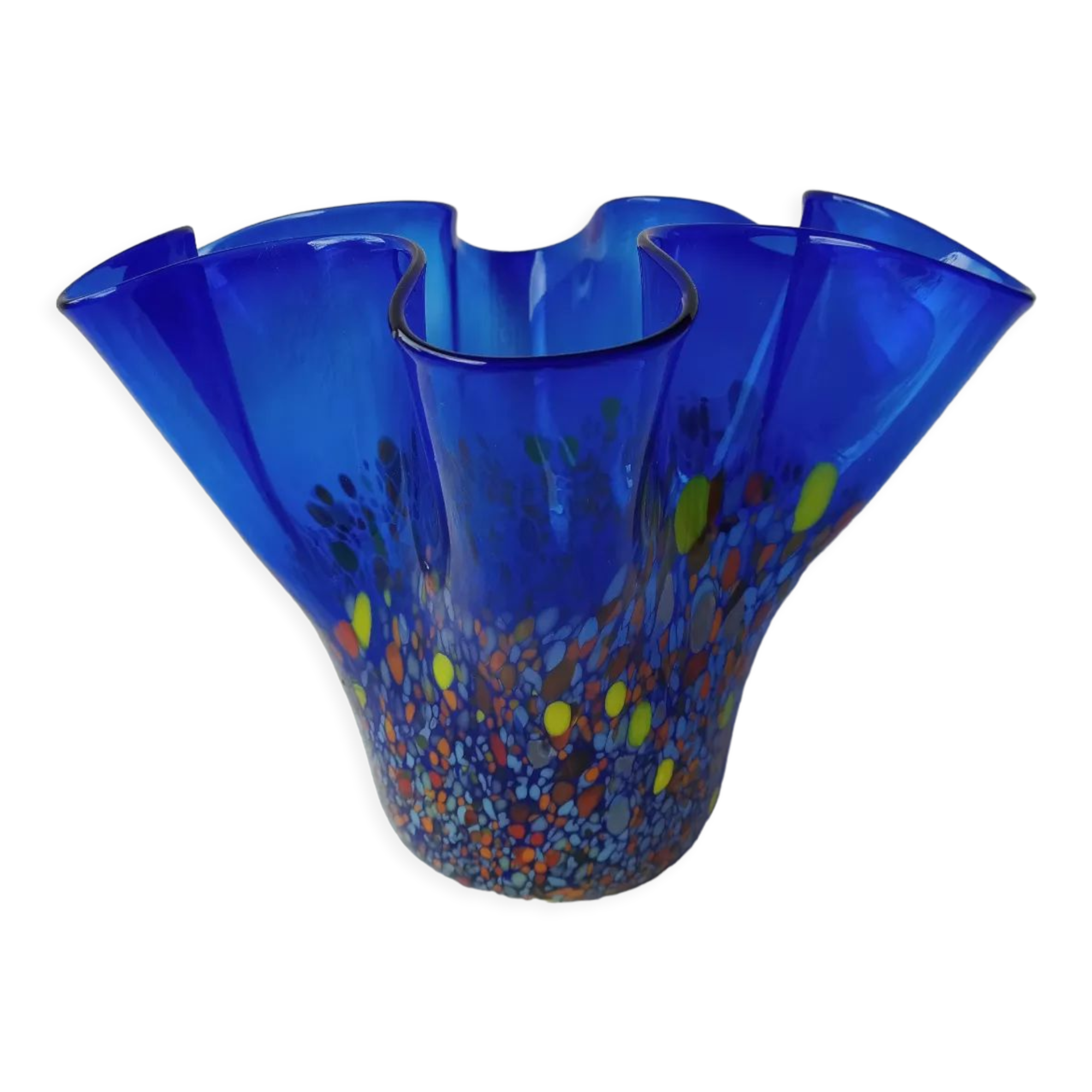 Speckled blue murano vase