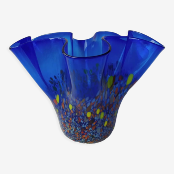 Speckled blue murano vase