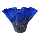 Speckled blue murano vase