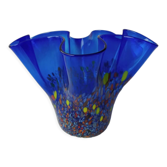 Speckled blue murano vase