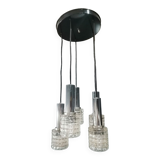 Glass and chrome chandelier by Massive Belgium