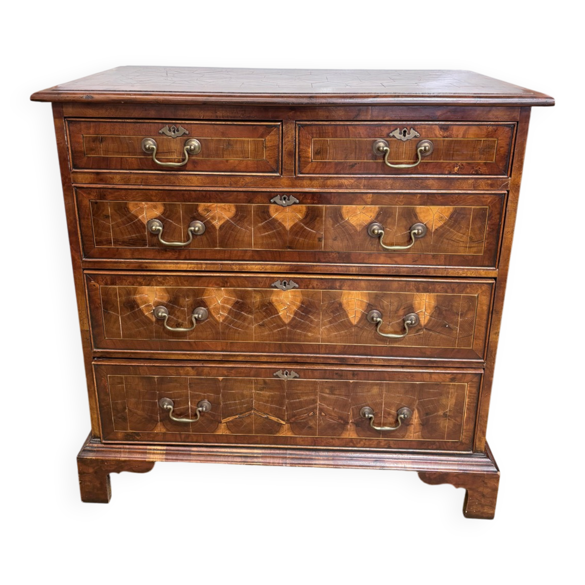 19th century Georgian style commode in end-grain wood marquetry.