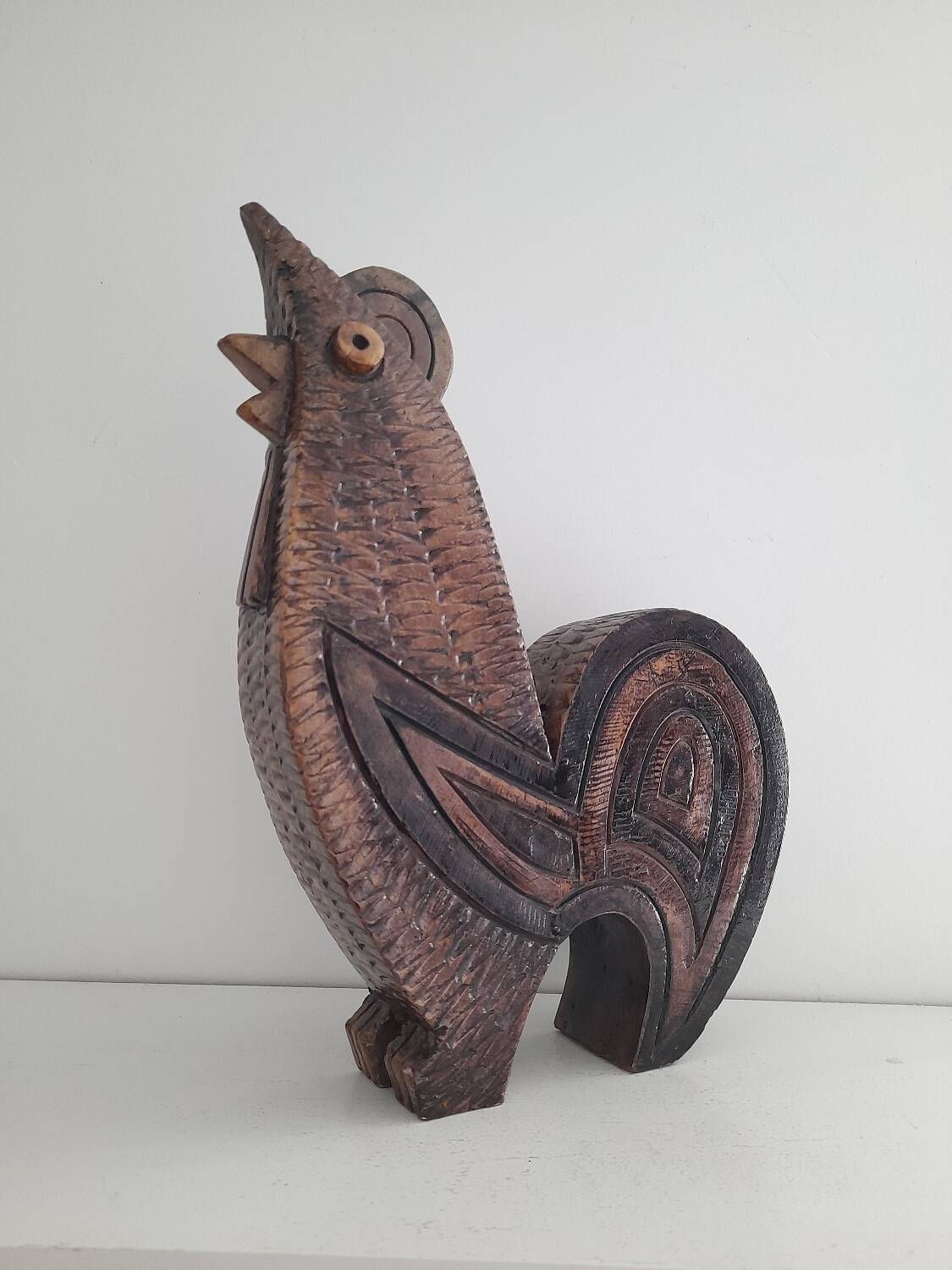 Large ceramic rooster sculpture 1970s