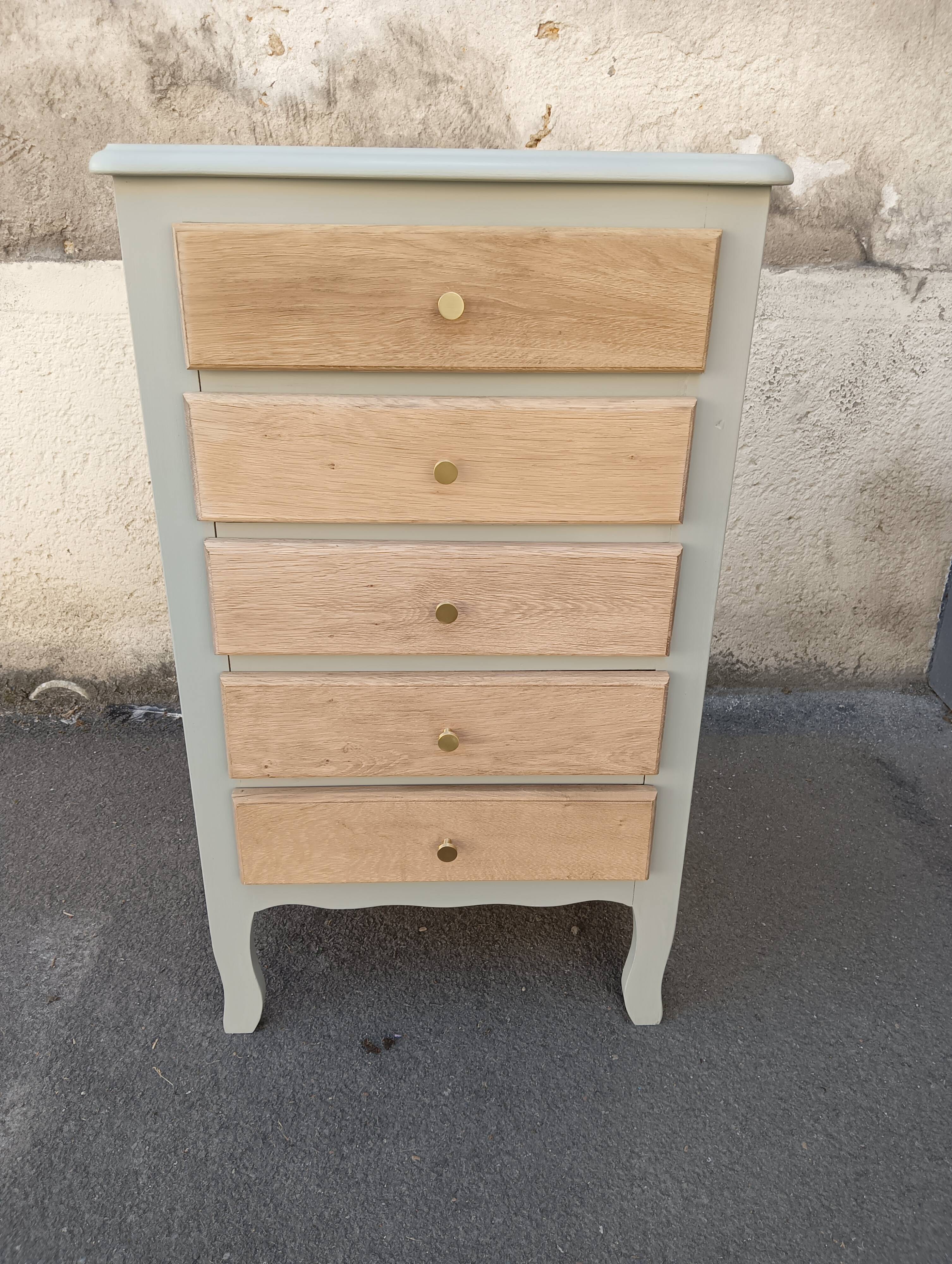 Grey & wood rag picker 5 drawers
