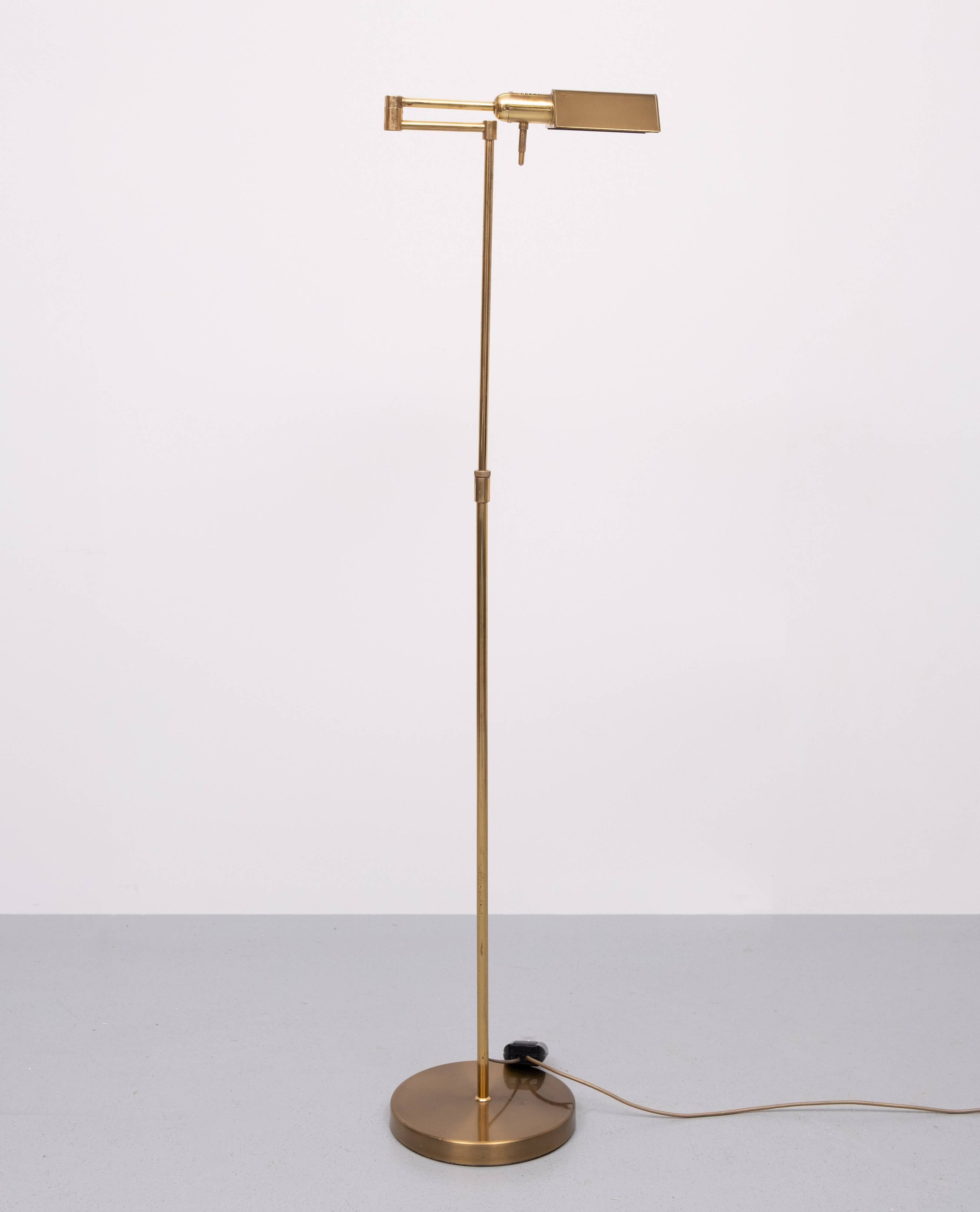 Herda Brass halogen swing arm Floor lamp 1980s