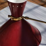 Large Diabolo wall lamp René Mathieu for Lunel burgundy color