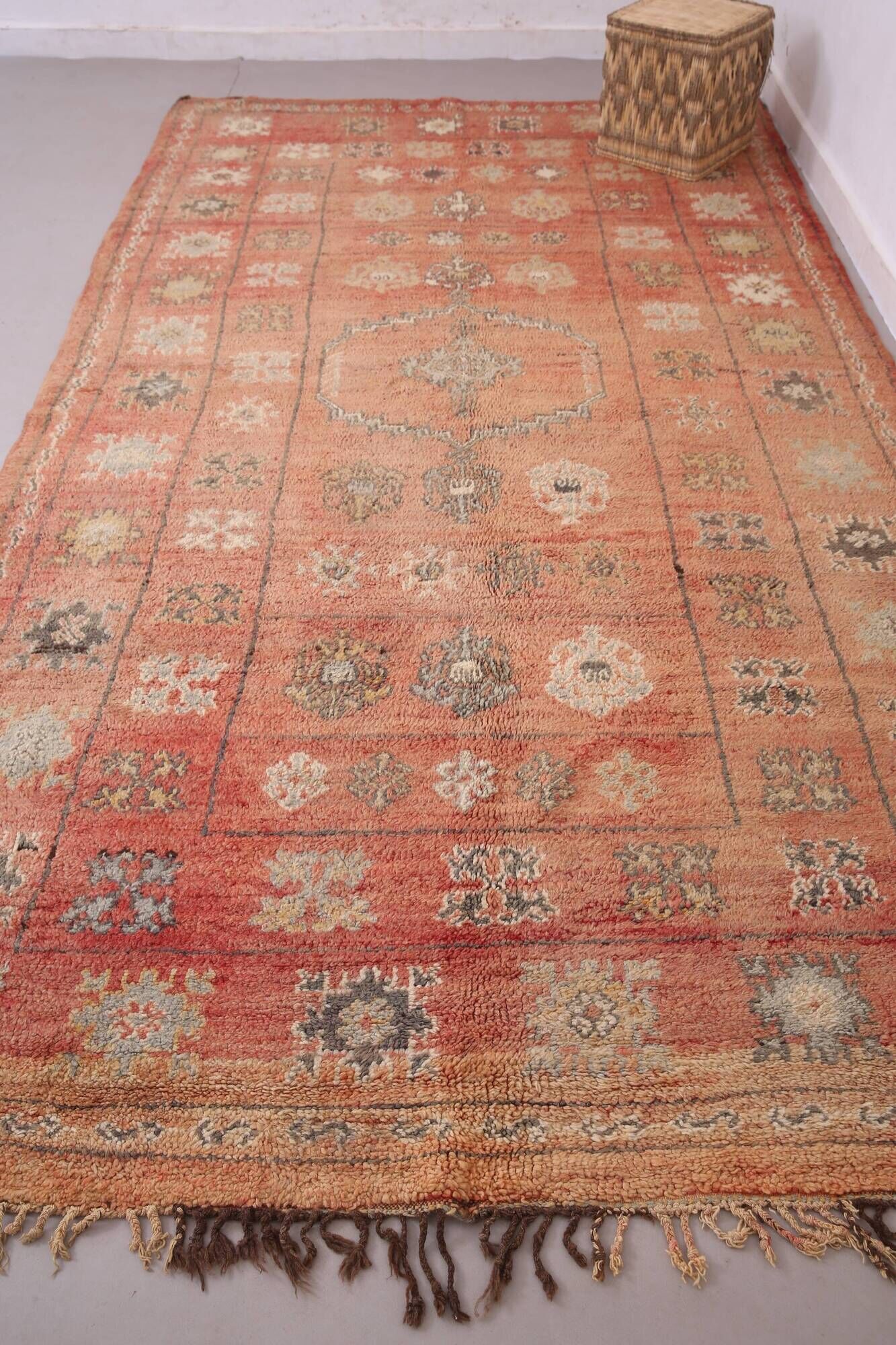 Terracotta Vintage Moroccan Rug 206 x 370 cm - Berber Wool Rug Handmade